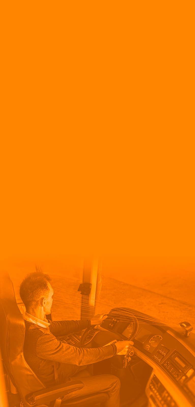 Conductor de vehículo de transporte siendo monitoreado en cabina. Representa la prevención de fatiga y distracción mediante las soluciones de seguridad de Gauss Control. versión mobile.